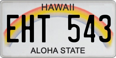 HI license plate EHT543