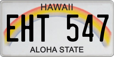 HI license plate EHT547