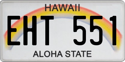 HI license plate EHT551