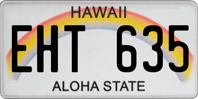 HI license plate EHT635