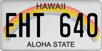 HI license plate EHT640