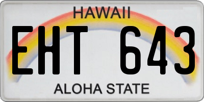 HI license plate EHT643