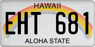 HI license plate EHT681