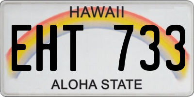HI license plate EHT733