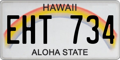 HI license plate EHT734