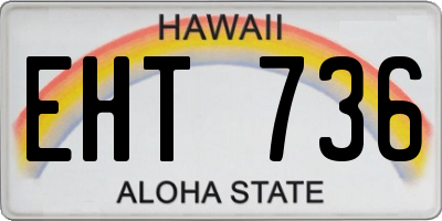 HI license plate EHT736