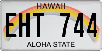 HI license plate EHT744