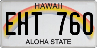 HI license plate EHT760