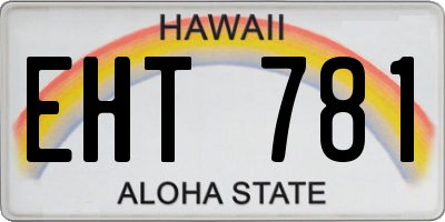 HI license plate EHT781