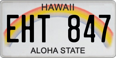 HI license plate EHT847