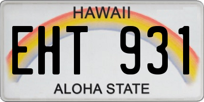 HI license plate EHT931