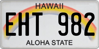 HI license plate EHT982