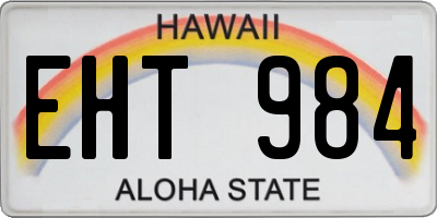 HI license plate EHT984