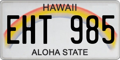 HI license plate EHT985