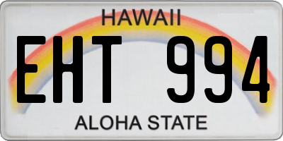 HI license plate EHT994