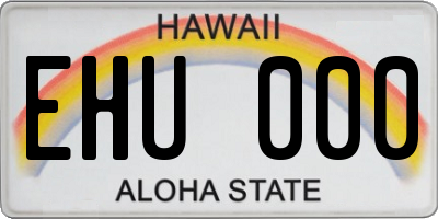 HI license plate EHU000
