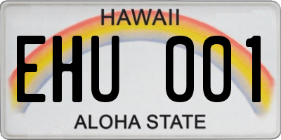 HI license plate EHU001