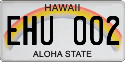 HI license plate EHU002
