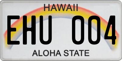HI license plate EHU004
