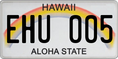 HI license plate EHU005