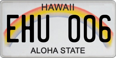 HI license plate EHU006