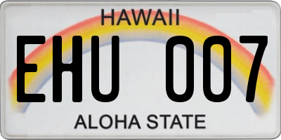 HI license plate EHU007