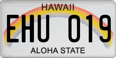 HI license plate EHU019
