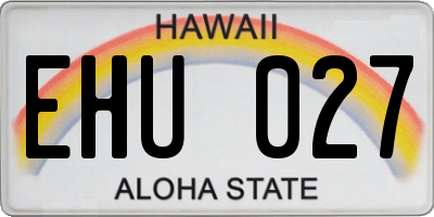 HI license plate EHU027