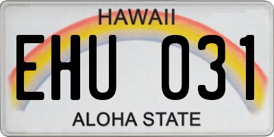 HI license plate EHU031