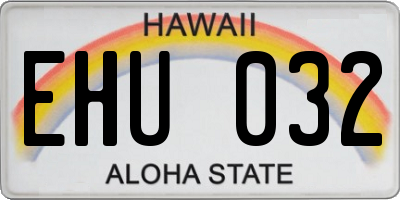 HI license plate EHU032