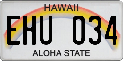 HI license plate EHU034