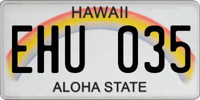 HI license plate EHU035