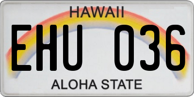 HI license plate EHU036