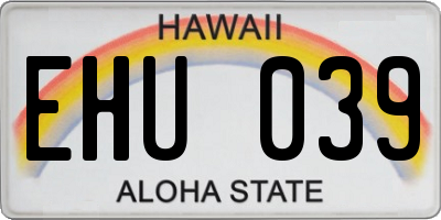 HI license plate EHU039