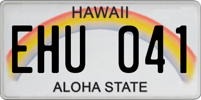 HI license plate EHU041