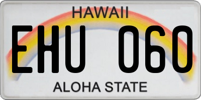 HI license plate EHU060