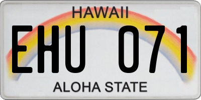 HI license plate EHU071