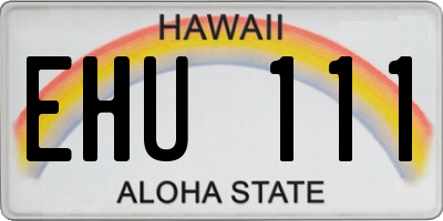 HI license plate EHU111