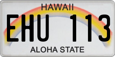 HI license plate EHU113