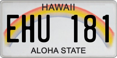 HI license plate EHU181