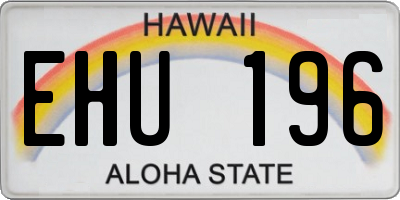 HI license plate EHU196