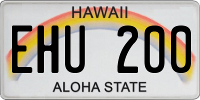 HI license plate EHU200