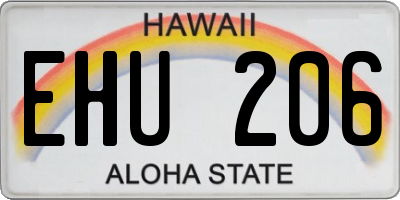 HI license plate EHU206