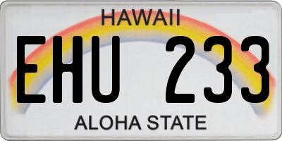 HI license plate EHU233