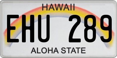 HI license plate EHU289