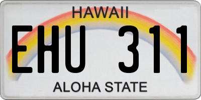 HI license plate EHU311