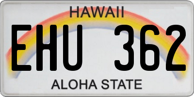 HI license plate EHU362