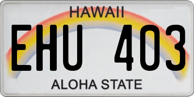 HI license plate EHU403