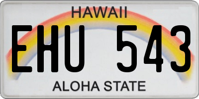HI license plate EHU543
