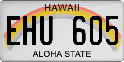 HI license plate EHU605